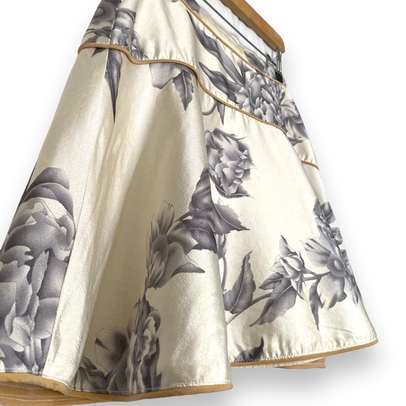 Zimmerman Skirt Mini Rose Floral Cream Grey Size 1 UK 10 Silk Cotton A Line - Picture 4 of 16